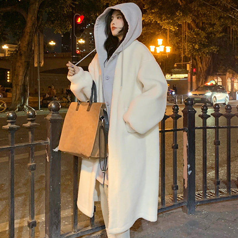 🔥✨HOT SALE🎅🎁Bestes Geschenk für sie 2-Layered Faux Lambswool Hooded Coat Jacket(42%OFF)