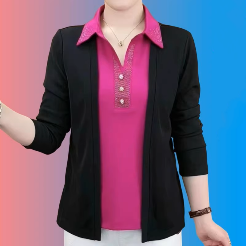 Glitzerndes 2-in-1-Reversoberteil für Frauen mittleren Alters