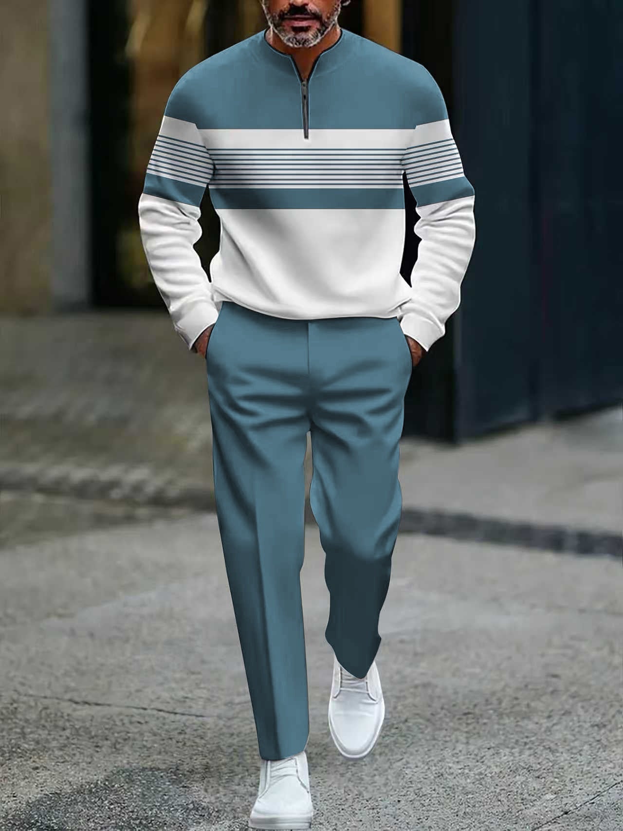 👕 60% RABATT! ⌛ Herren-Set: Pullover mit Grafischem Druck & Hose – Lässiger Street-Style, Bequemer Schnitt & Vielseitig 👖