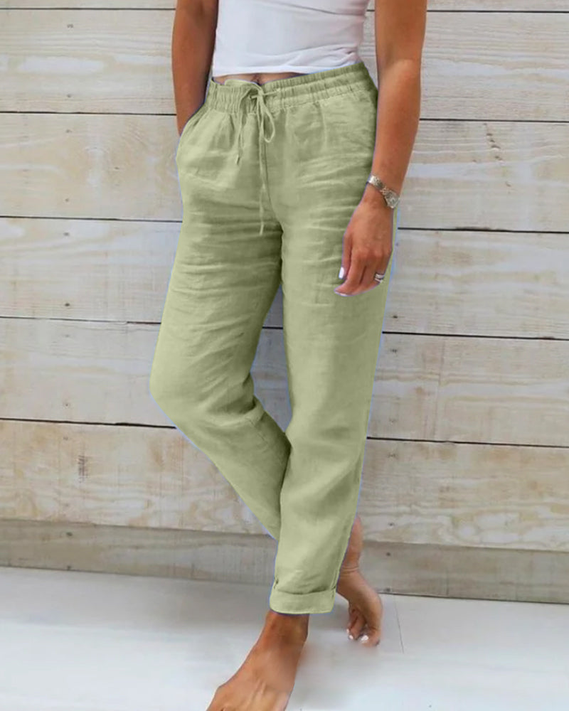 👖 50% RABATT! 🌿 Damenhose aus Baumwolle & Leinen mit Elastischem Bund – Bequem, Atmungsaktiv & Lässiger Look 🥰