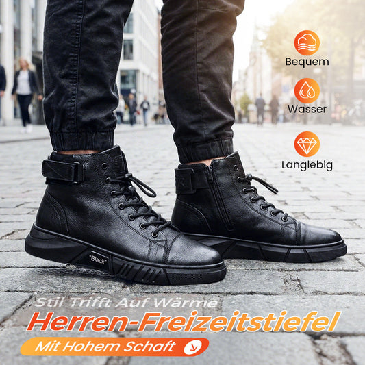 🎁Heißer Ausverkauf 50% Rabatt⏳Schwarze, lässige, vielseitige Herren-Stiefeletten aus echtem Leder