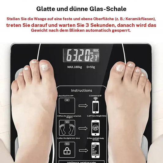 🏅50 % Rabatt🔥 Intelligente Digitalwaage für Gewicht und Körperfett 🏃‍