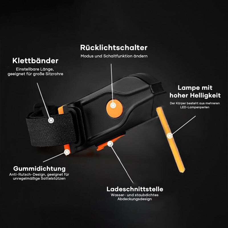 ⛑️Sicheres Nachtsfahren🦺 LED-Fahrradrücklicht