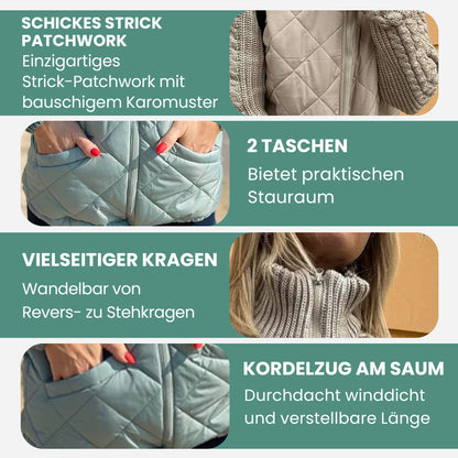 🍂Spätherbst/Frühwinter Angebote❄️Gestrickte Patchwork-Pufferjacke für Damen