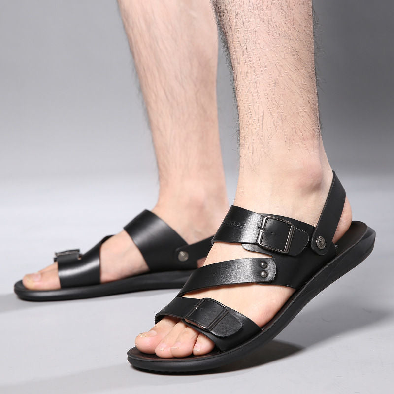 👡 50% RABATT! 🔥 Herren-Strandsandalien aus Leder – Rutschfest & atmungsaktiv – Perfekt für Strand, Alltag oder heiße Tage – echter Lederkomfort ☀️✨