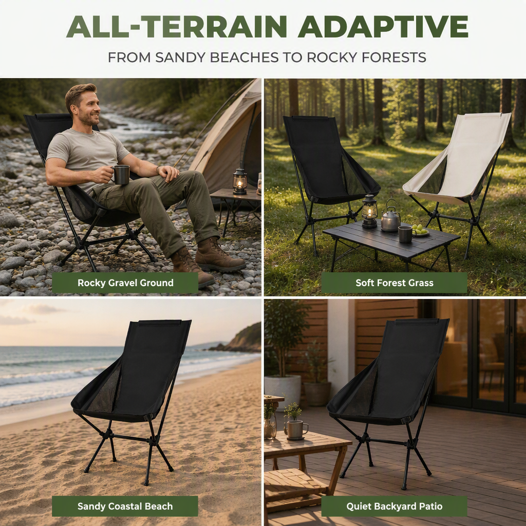 🪑 Campingstuhl, tragbar und leicht, bequem, klappbarer Schaukelstuhl mit Tragetasche für Camping, Wandern, Terrasse, Angeln, Belastbarkeit bis zu 113 kg, Campingliege, klappbarer Stuhl