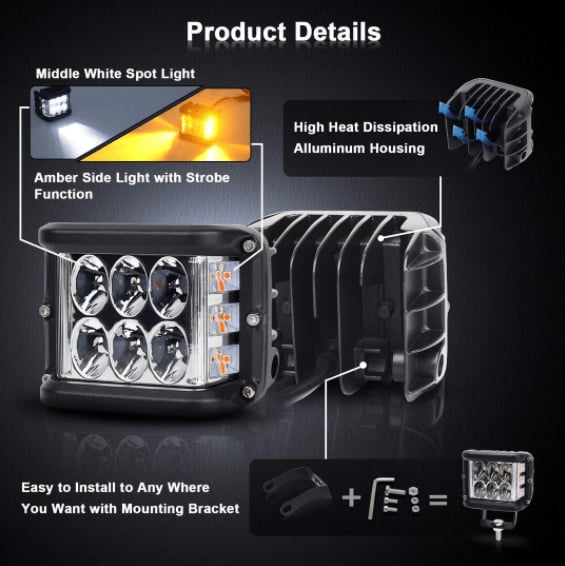 🎅50% RABATT✨ Doppelseitige LED-Warnleuchten für Autos – Zweifarbig, superhell und sicher (Universell für Autos, LKWs, Motorräder und mehr!)