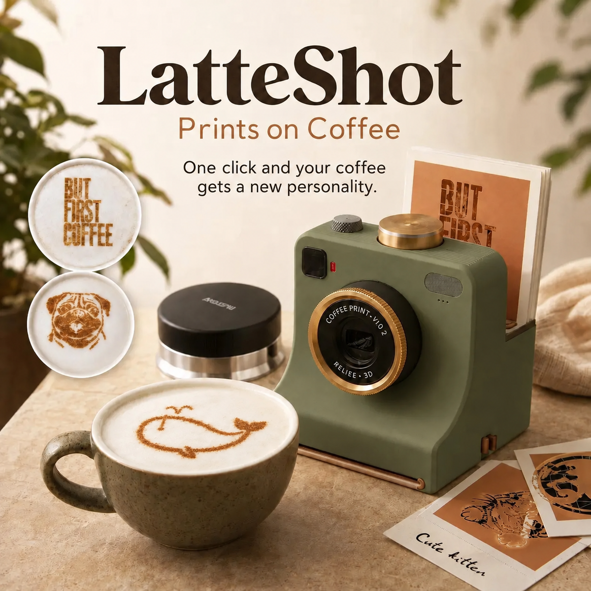 📢📢50% RABATT !!⏰Retro Kaffee-Kunst-Kamera – Mechanischer Latte-Art Schablonendrucker