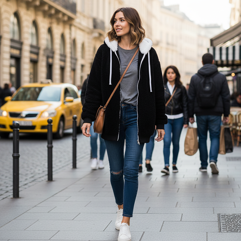 🧥 60% RABATT! ✨ Kapuzen-Fleecejacke mit Lammfellfutter - Winddicht & Wärmeisolierend für Extremes Winterwetter ❄️🛡️