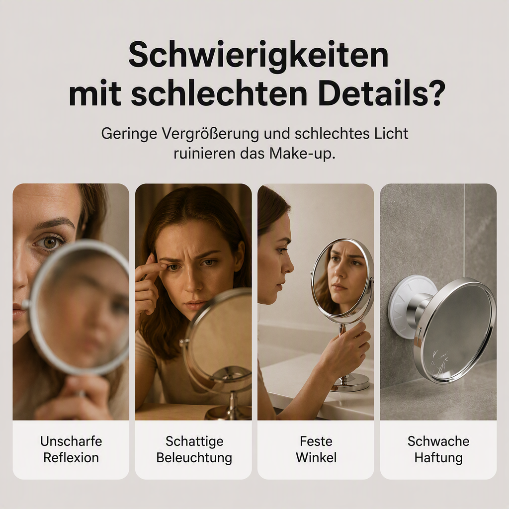 💄🪞 LED Kosmetikspiegel mit 10-facher Vergrößerung – Saugnapf, 360° drehbar & faltbar, für Bad & Make-up