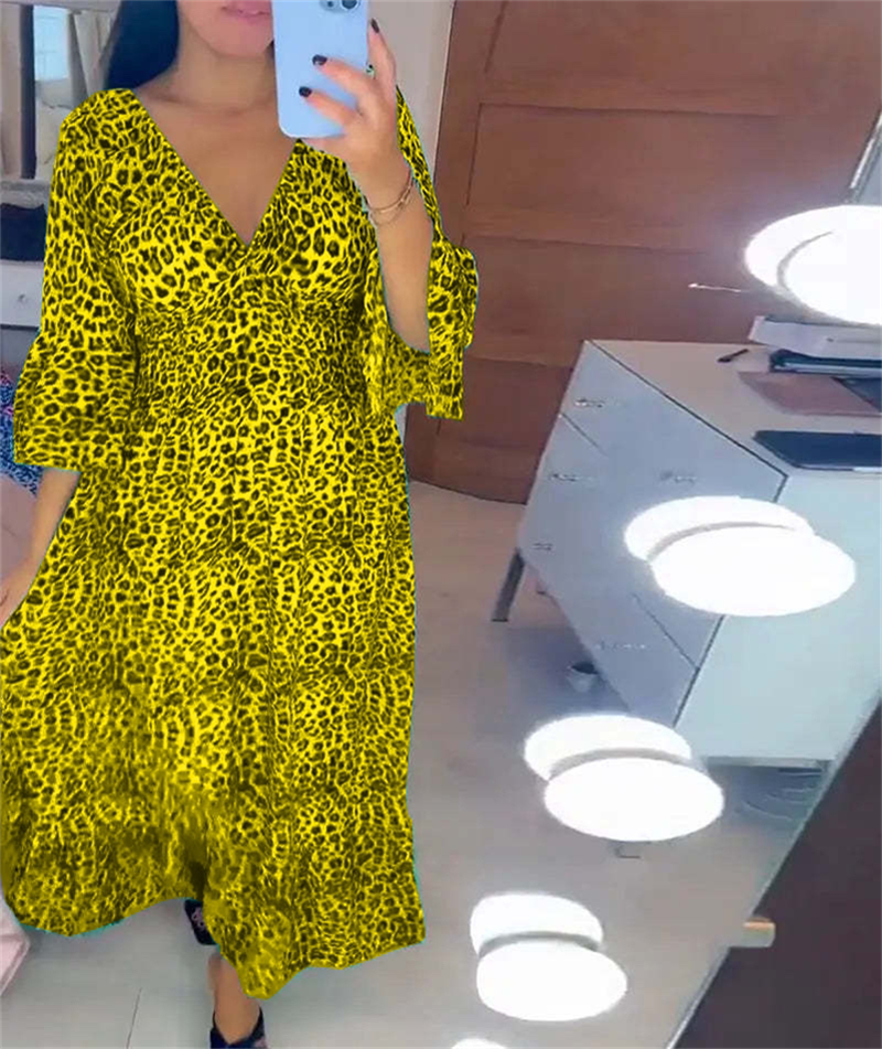 🔥Was soll ich morgen anziehen🔥Damen-Wickelkleid aus Baumwolle mit Leopardenmuster