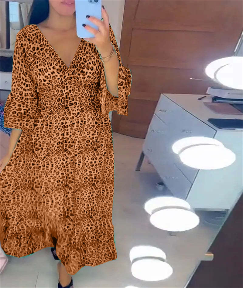 🔥Was soll ich morgen anziehen🔥Damen-Wickelkleid aus Baumwolle mit Leopardenmuster