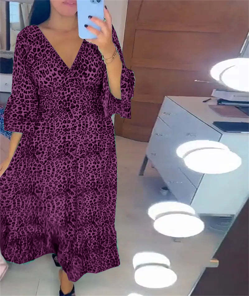 🔥Was soll ich morgen anziehen🔥Damen-Wickelkleid aus Baumwolle mit Leopardenmuster
