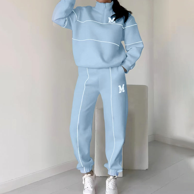 Lässiges Sweatshirt 2-teiliges Set mit Linie