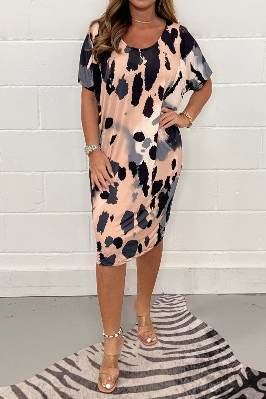 🔥2025 HEIßER VERKAUF🔥Rundhals Lässig Lockeres Kleid mit Leopardenmuster
