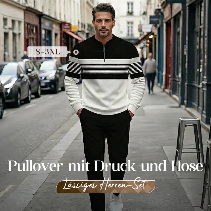 👕 60% RABATT! ⌛ Herren-Set: Pullover mit Grafischem Druck & Hose – Lässiger Street-Style, Bequemer Schnitt & Vielseitig 👖