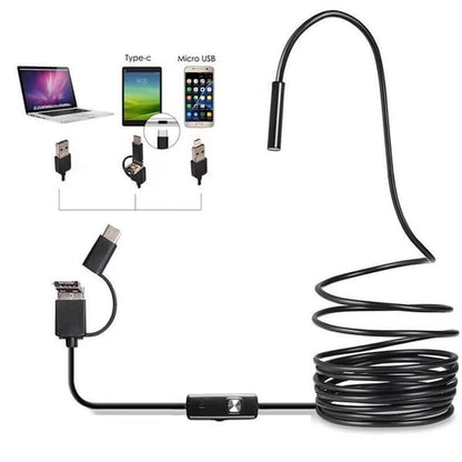 3 in 1 Endoskopkamera, Wasserdichte Endoskop Inspektion, Schlangenkamera Endoskop für Android TypC Mobiltelefone