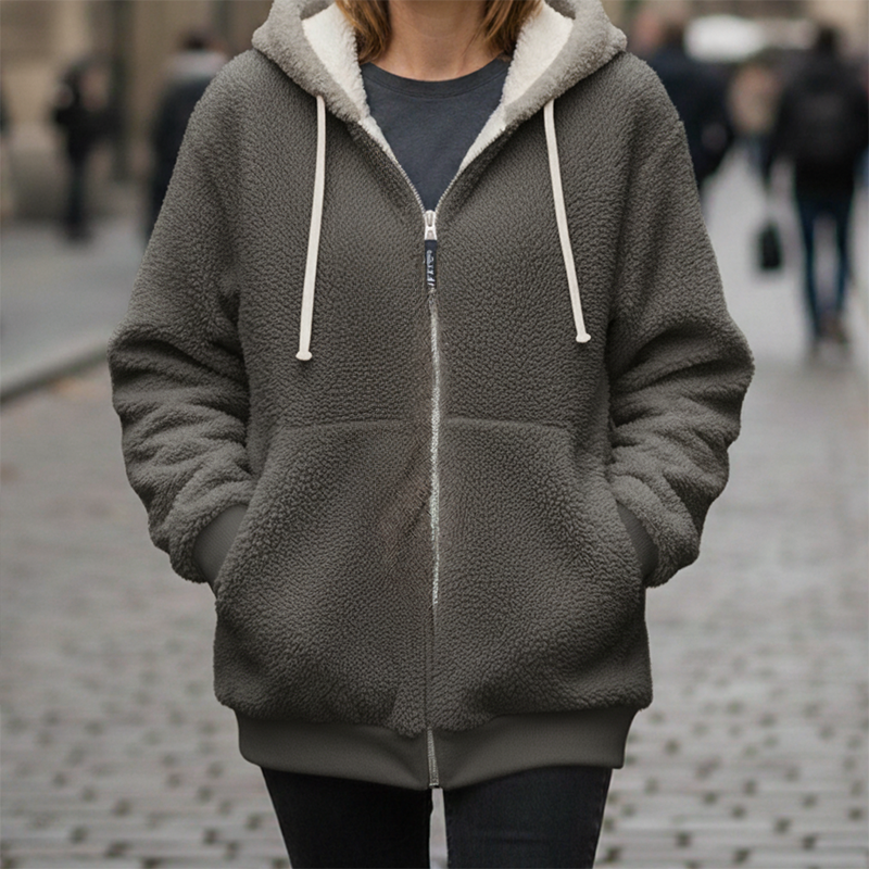 🧥 60% RABATT! ✨ Kapuzen-Fleecejacke mit Lammfellfutter - Winddicht & Wärmeisolierend für Extremes Winterwetter ❄️🛡️
