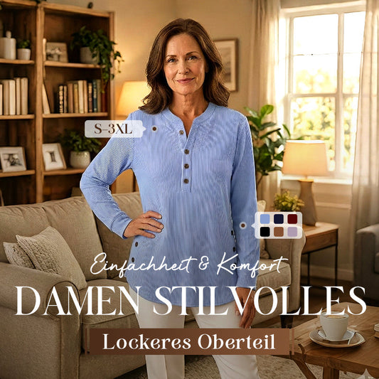 👔 Zum Halbpreis – 50% gespart! 🔥Damen Cordbluse mit Henley-Ausschnitt——Ihr Allrounder für jeden Anlass