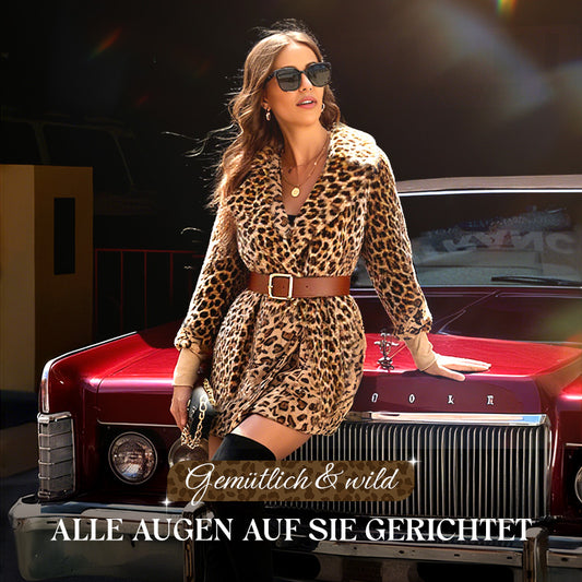 Mittellange Jacke mit Leopardenmuster für Damen