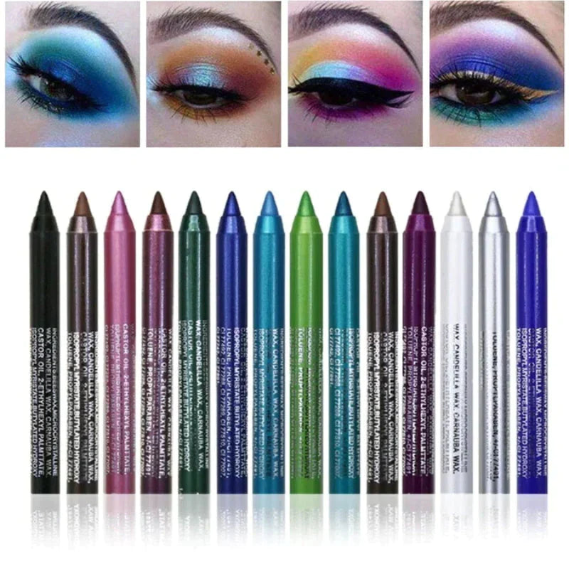 💜✨14er-Set Wimpernstifte wasserfeste farbige Gel-Liner mit metallischem & glänzendem Finish, verwischfest