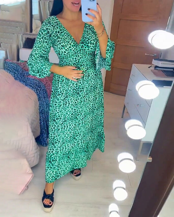 🔥Was soll ich morgen anziehen🔥Damen-Wickelkleid aus Baumwolle mit Leopardenmuster