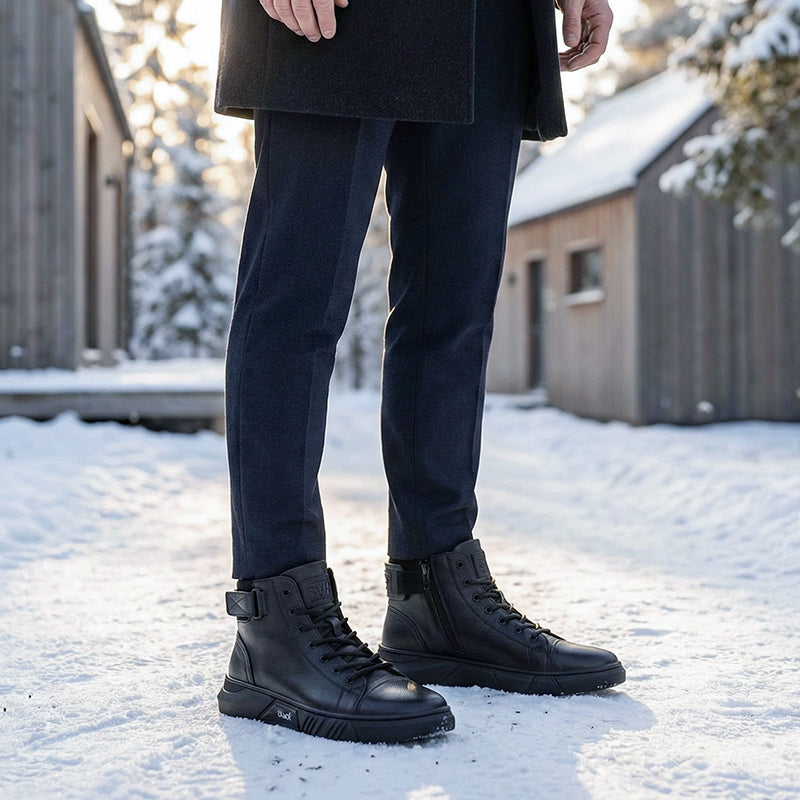 🎁Heißer Ausverkauf 50% Rabatt⏳Schwarze, lässige, vielseitige Herren-Stiefeletten aus echtem Leder