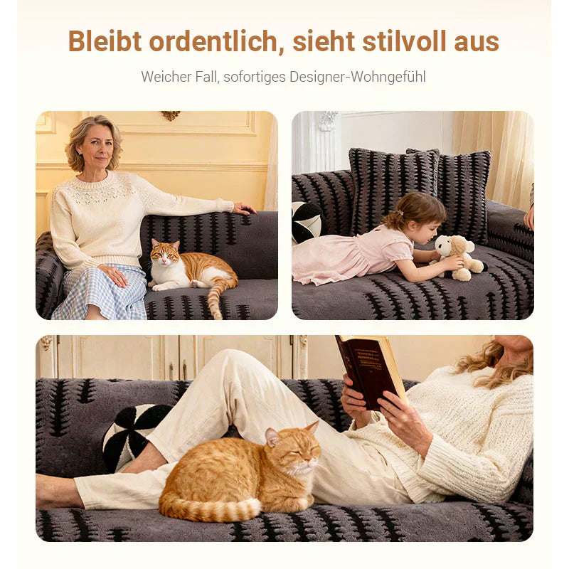 🛋️ 53% RABATT 2025! ✨ Plüsch Sofaüberwurf - Extra Dicke & Rutschfeste Decke mit Elastischen Kanten für Herbst und Winter 🍂❄️