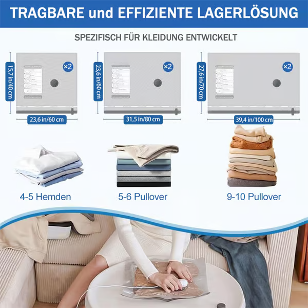 🎁 Hot Sale 50% OFF 🔥6er-Pack elektrische USB-Vakuum-Kompressionsbeutel – Platz sparen, leicht reisen!