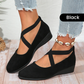 🔥Hot Sale🔥Elegante solide Farbe Elastische Riemen Niedrige Keilschuhe