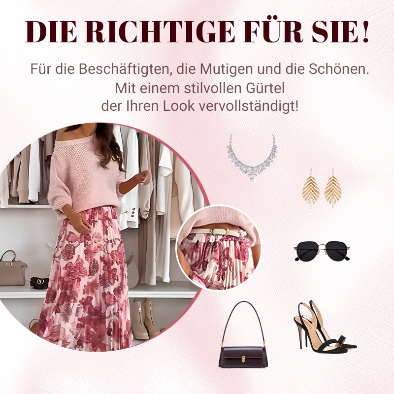 Set aus Oberteil mit Rundhalsausschnitt und bedrucktem Rock mit Gürtel