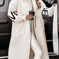 Women's Hooded Long Sleeve Knitted Sleeves Patchwork Casual Jacket