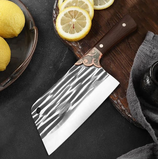 JUWIL Premium Fleischbeil aus Kohlenstoffstahl – Handgeschmiedete serbische Hacka für Küche, Grill & Outdoor