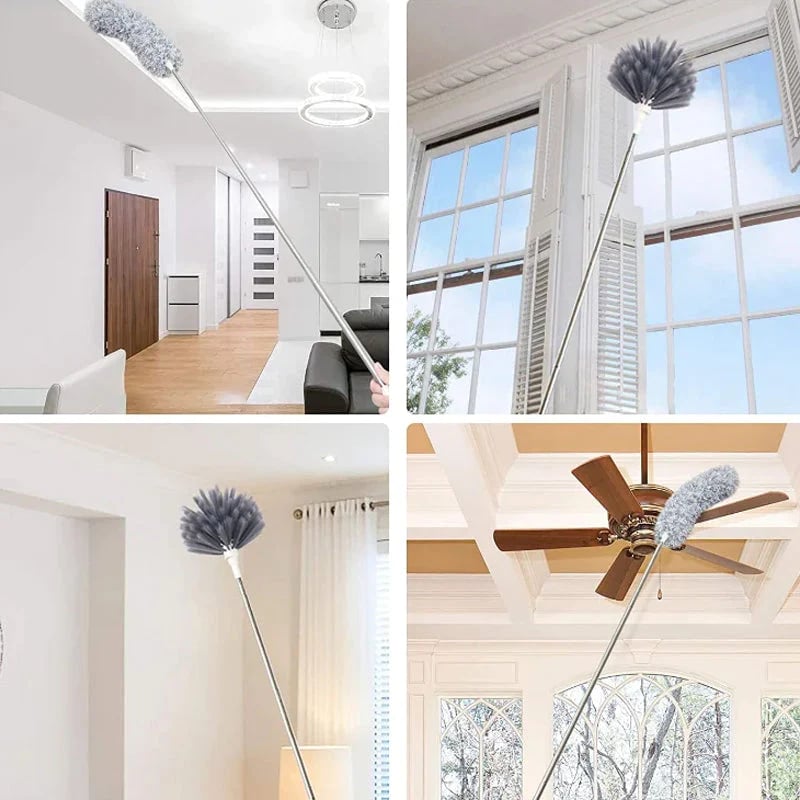 🧹Teleskop-Staubwedel mit flexiblem Mikrofaser-Kopf für Decken und schwer erreichbare Stellen