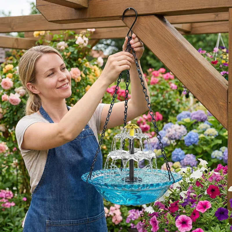 🔥🔥 Frühlingsaktion 2026 – 50 % Rabatt – 🐦 Solar-Kaskaden-Hängender Vogelbad-Brunnen