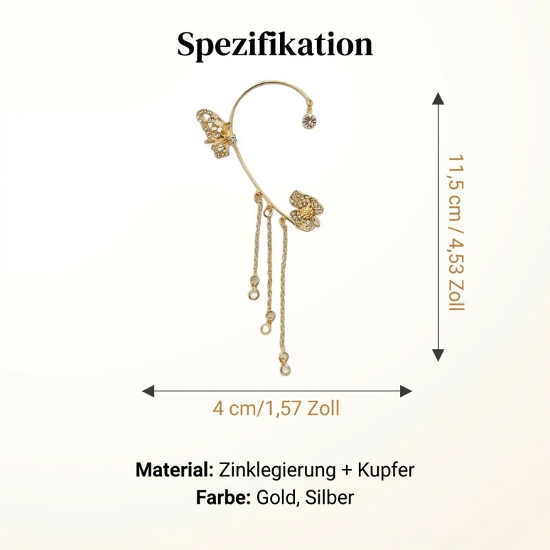 💕Valentinstags Special - 50% Rabatt💕Schlichte Ohrclips mit Schmetterlings- und Blumenmotiv & Quasten – Elegant & bequem, ohne Ohrloch 🌸🦋