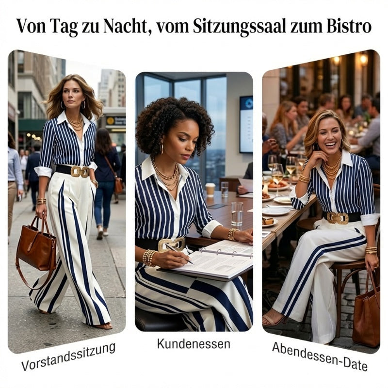 🔥 Neu 2026 • Neu eingetroffen!💥Gestreiftes Shirt & weite Hose im Set – bequem & stilvoll für den Alltag