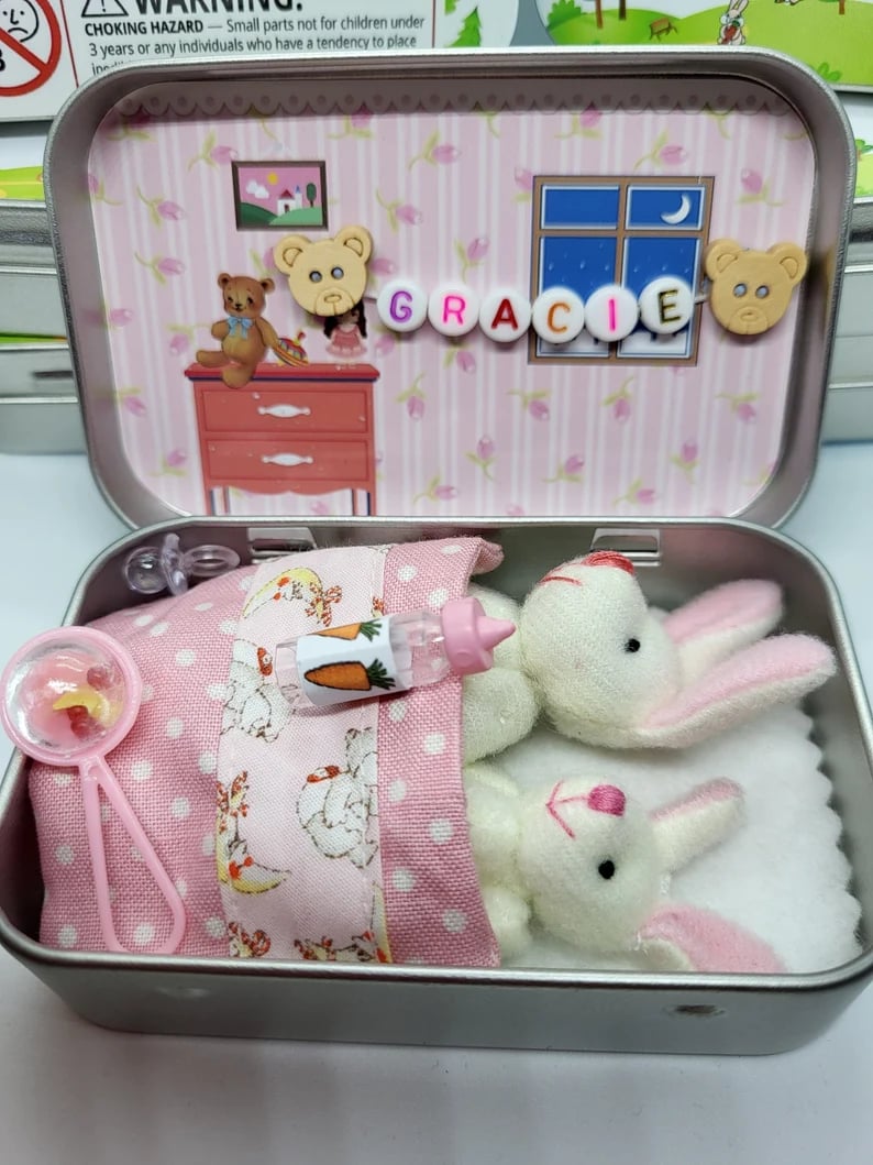 🔥Das schönste Ostergeschenk🎁Süße Hasen in einer Blechdose – Mama- und Babyhase