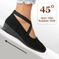 🔥Hot Sale🔥Elegante solide Farbe Elastische Riemen Niedrige Keilschuhe