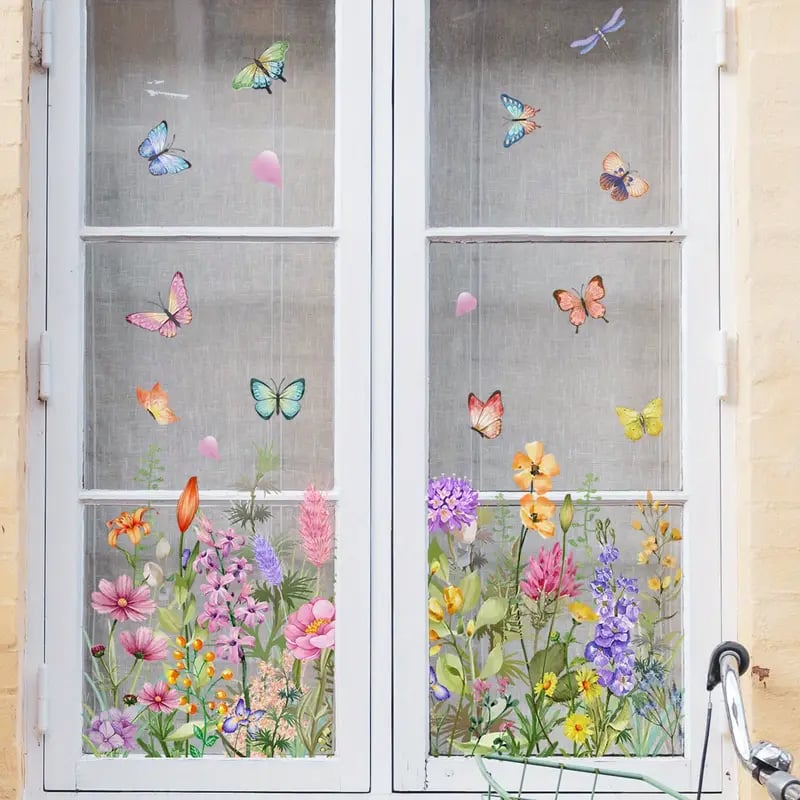 💐Neujahr Heißer Verkauf 50% Rabatt💞 Bunter Blumenstrauß Fenster Sticker🖼️