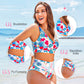 🏖️👙Modisches, mehrfarbig bedrucktes 3-teiliges Bikini-Badeanzug-Set für Damen