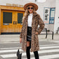 Mittellange Jacke mit Leopardenmuster für Damen
