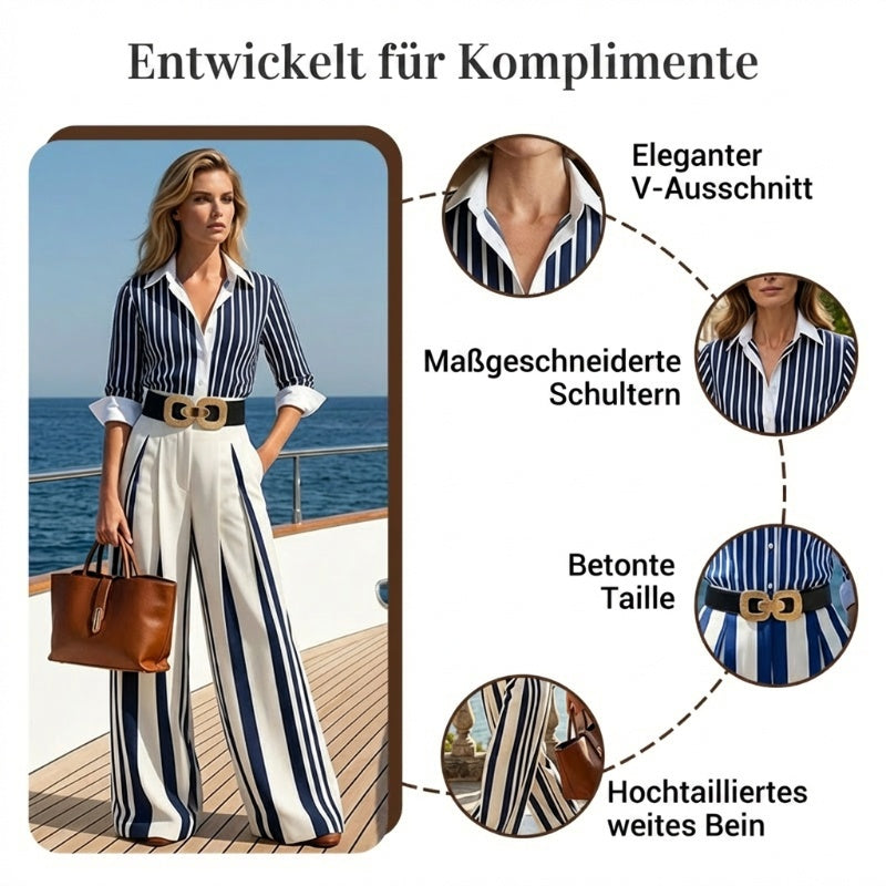 🔥 Neu 2026 • Neu eingetroffen!💥Gestreiftes Shirt & weite Hose im Set – bequem & stilvoll für den Alltag