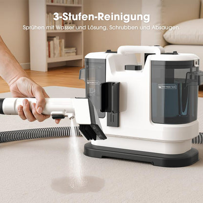 Stoffreinigungsgerät – Schwarz und Weiß, kann tiefgreifend Flecken auf Teppichen, Autositzen, Haustieren, Treppen, Sofas usw. entfernen, geeignet für Autos/Autopflege