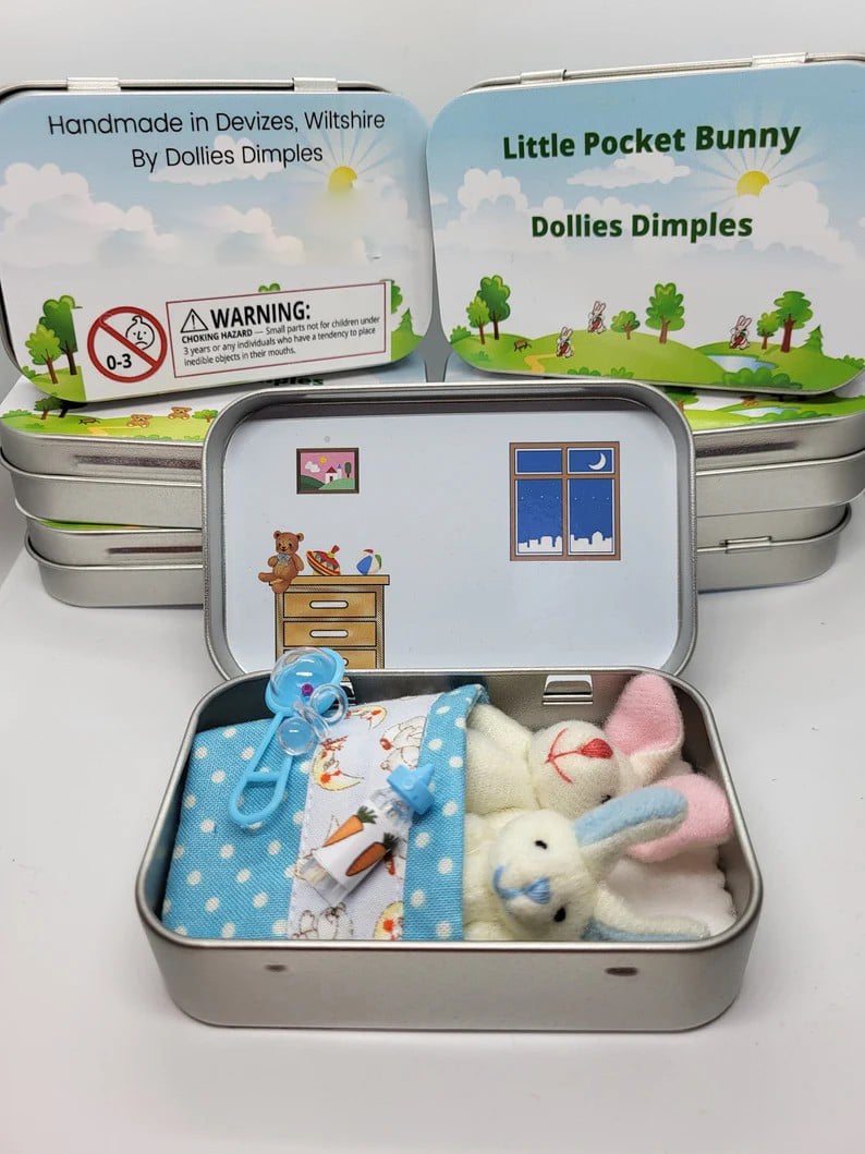 🔥Das schönste Ostergeschenk🎁Süße Hasen in einer Blechdose – Mama- und Babyhase