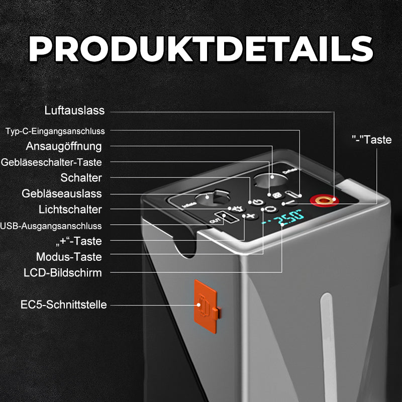 🚗Multifunktionaler Jump Starter mit Luftpumpe und Gebläse💯