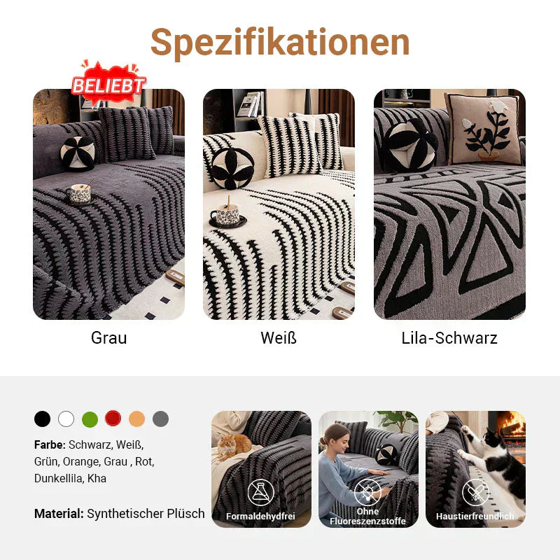 🛋️ 53% RABATT 2025! ✨ Plüsch Sofaüberwurf - Extra Dicke & Rutschfeste Decke mit Elastischen Kanten für Herbst und Winter 🍂❄️