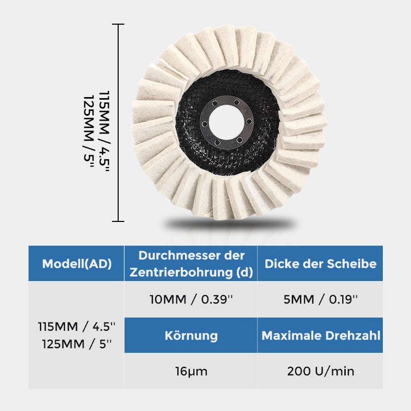 🎁 Befristetes Angebot: 53% Rabatt 🎄✨Wollfilz-Lamellenpolierscheibe