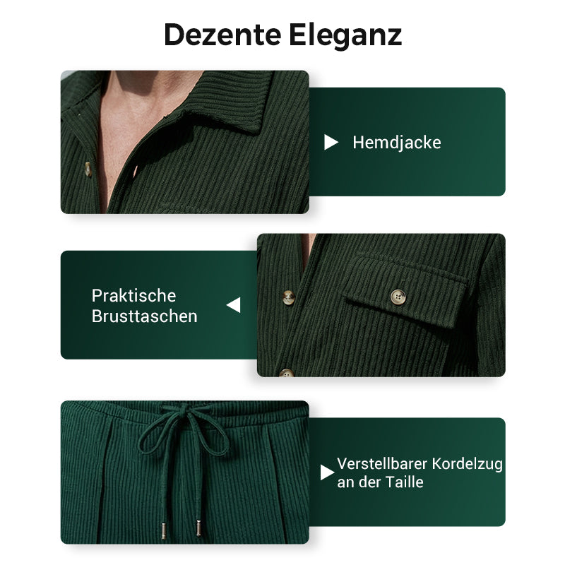 🔥Solange der Vorrat reicht 50 % Rabatt!🎉Herren-Set aus Waffel-Button-Down-Jacke und Hose