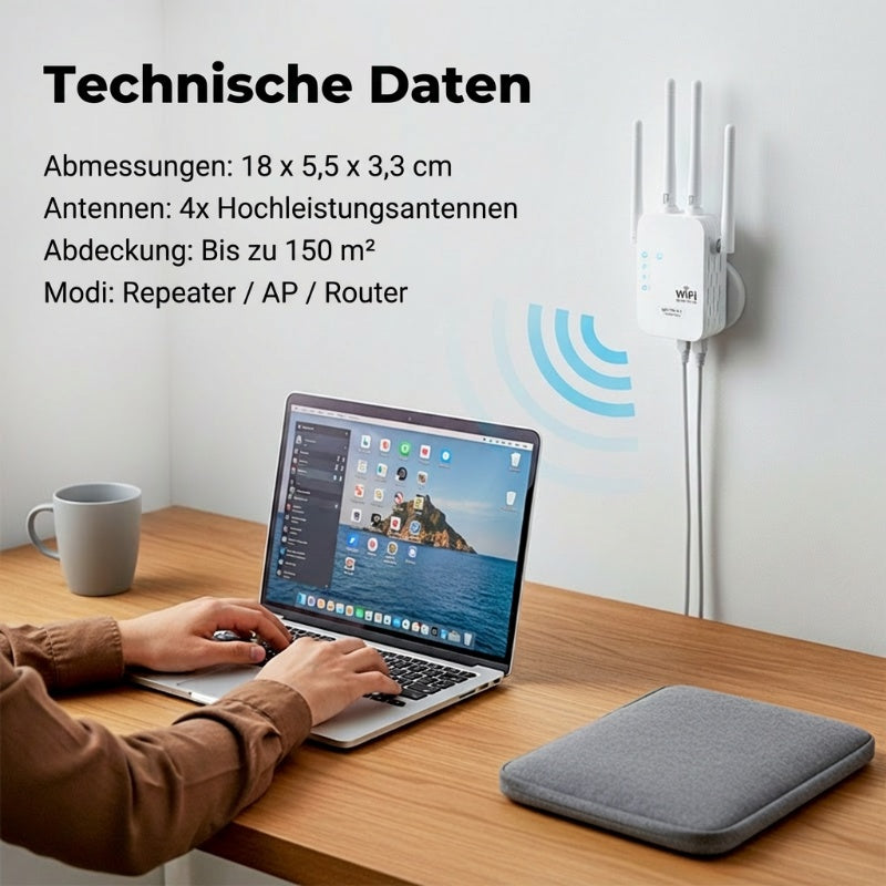 🎁Letzter Tag: 50 % Rabatt! 🔥 2026 WLAN-Verstärker – 1200 Mbit/s, Dualband (5 GHz / 2,4 GHz) 📶 Maximale Signalverstärkung – stabile Verbindung im ganzen Haus!